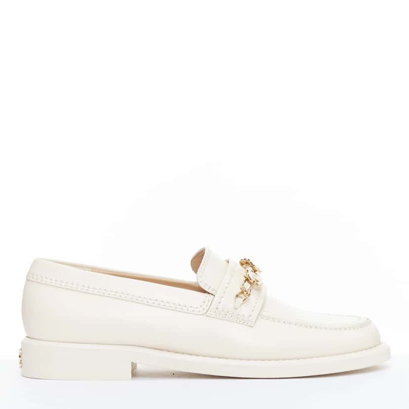 Chanel Heart Charm Loafers Beige Leather Never worn, with tag - Back View