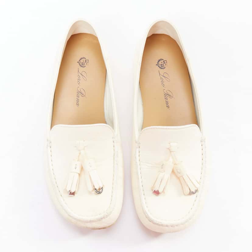 Loro Piana Dot Sole Walk Beige Leather Fair condition - Back View