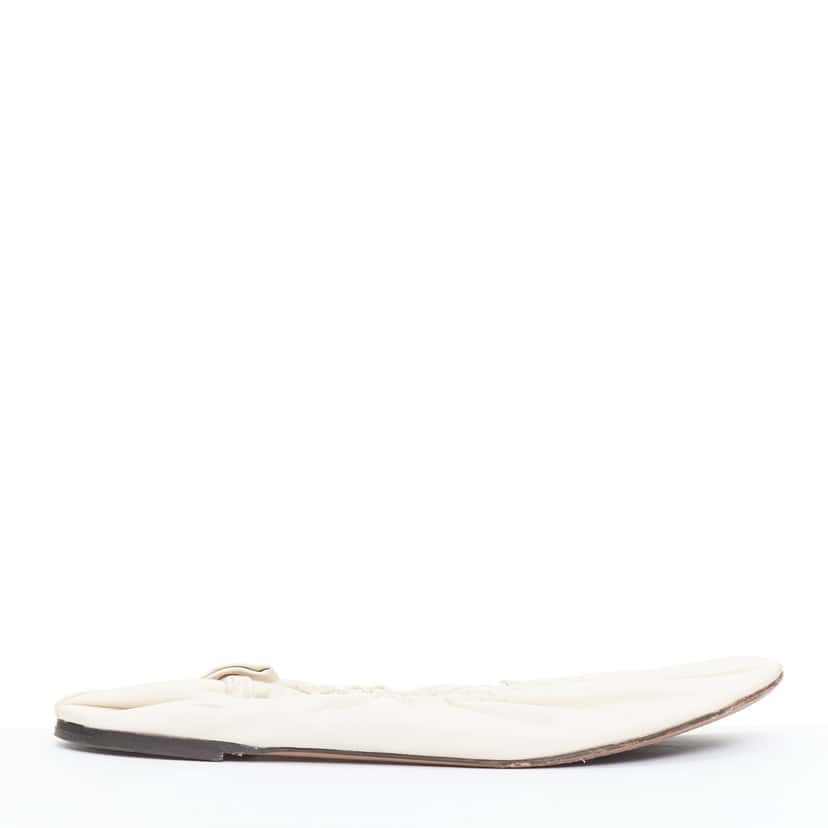 The Row Ruched Ballerina Flats Beige Leather Good condition - Back View