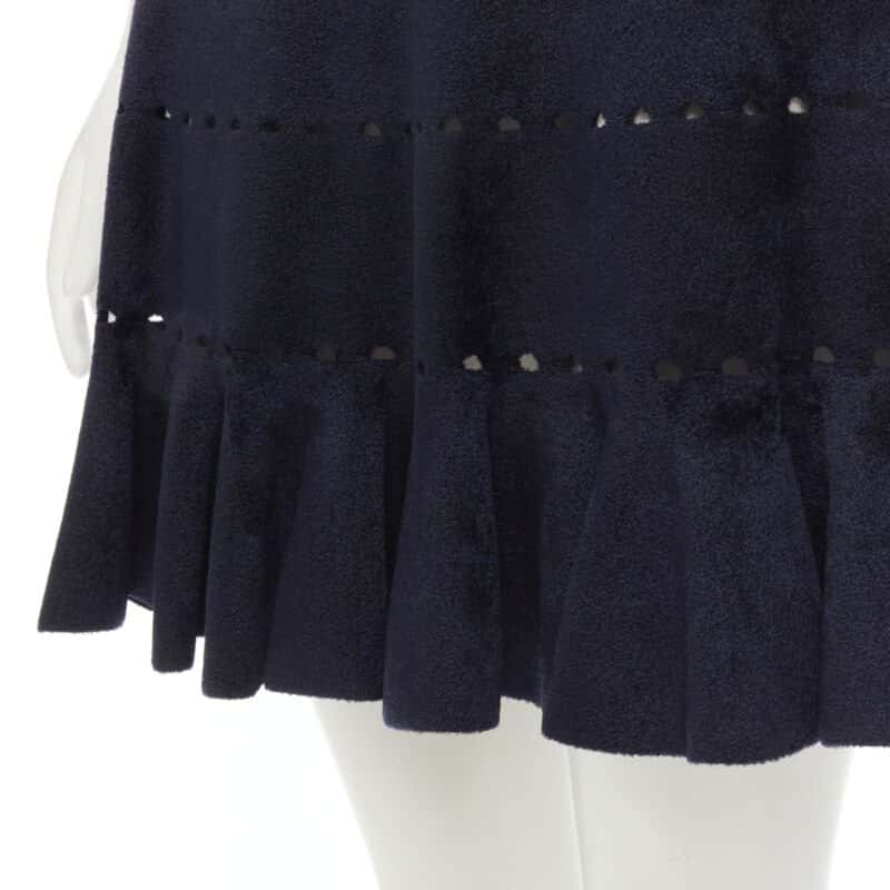 Alaïa Geometric Flared Skirt Black Velvet Never worn - Back View