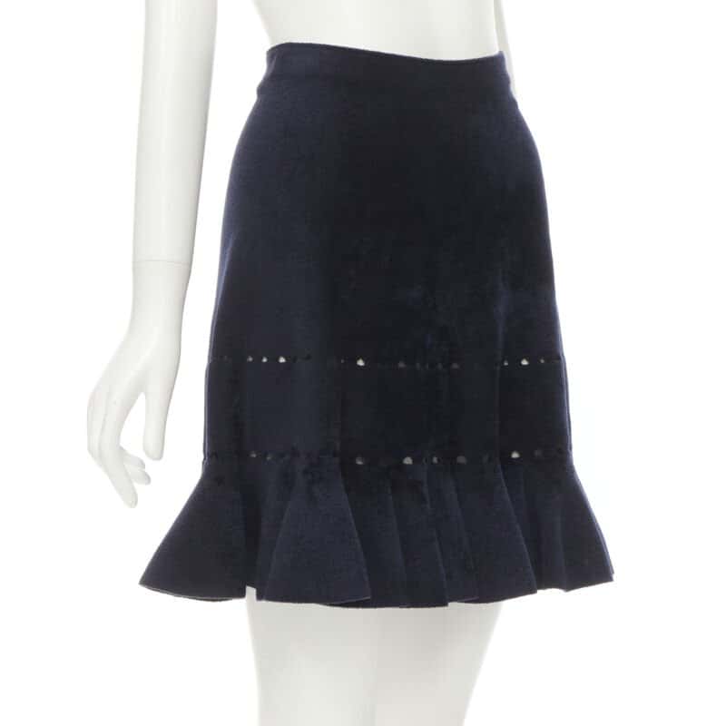 Alaïa Geometric Flared Skirt Black Velvet Never worn - Inside View
