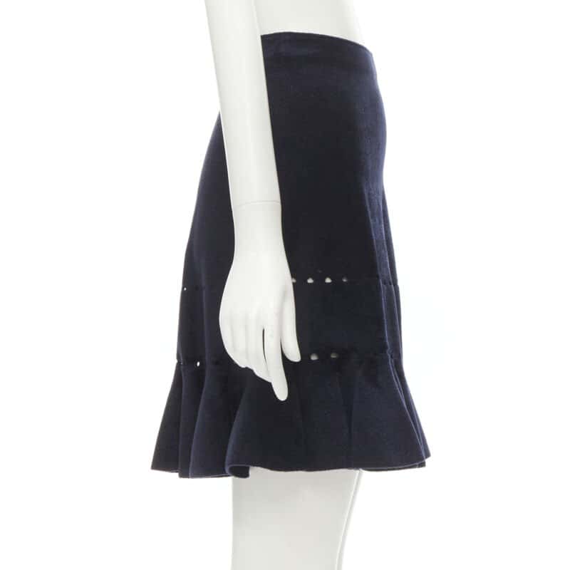 Alaïa Geometric Flared Skirt Black Velvet Never worn - Model View