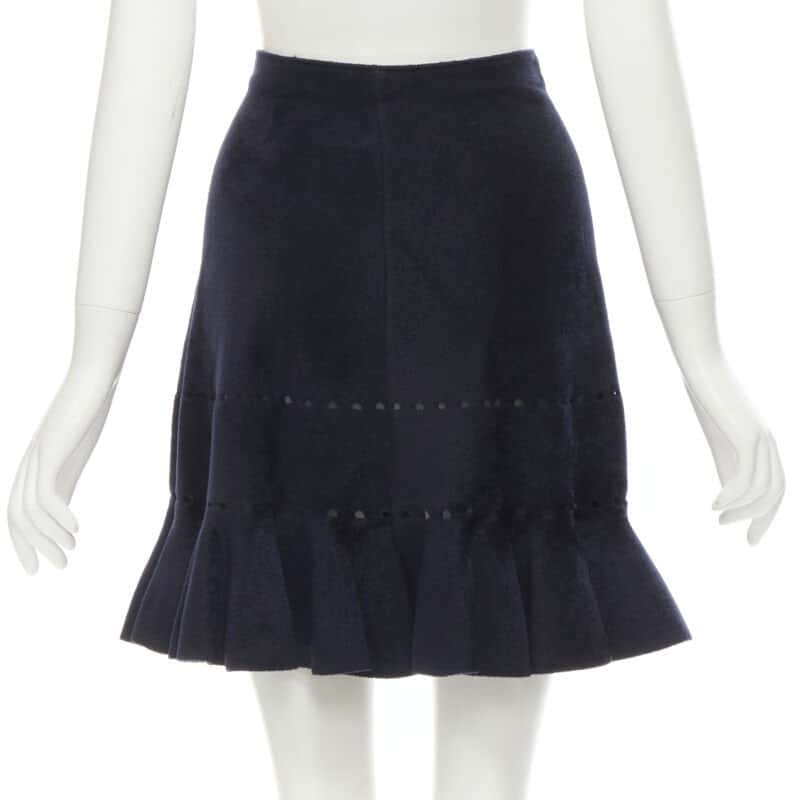 Alaïa Geometric Flared Skirt Black Velvet Never worn - Box View