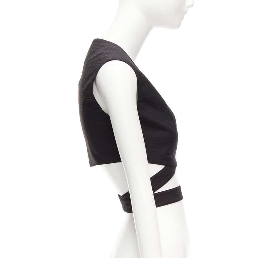 Alaïa Jacquard Wrap Top Black Cotton Never worn - Model View