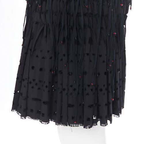 Alaïa Fringe Pleated Skirt Black Wool Never worn, with tag - Back View