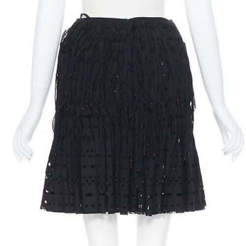 Alaïa Fringe Pleated Skirt Black Wool Never worn, with tag - Box View