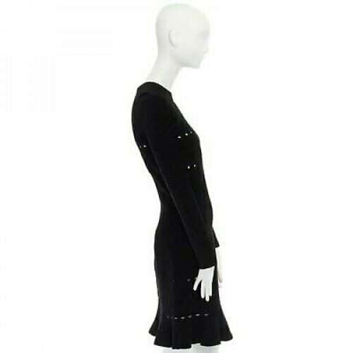Alaïa Chenille Fluted Dress Black Very good condition - Model View