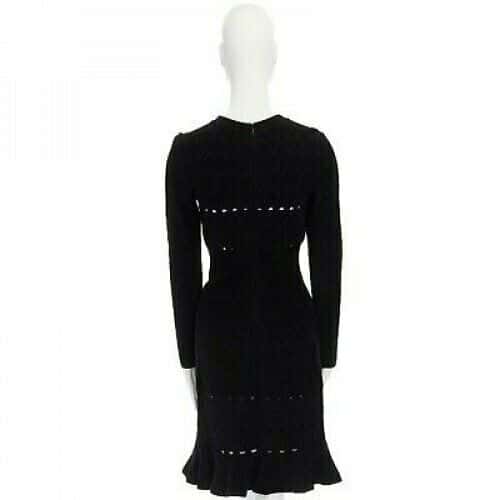 Alaïa Chenille Fluted Dress Black Very good condition - Box View