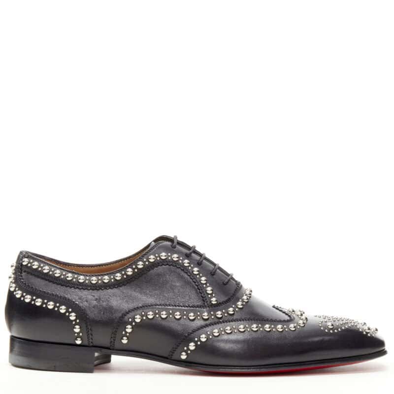 Christian Louboutin Studded Oxford Brogue Black Leather Never worn - Front View