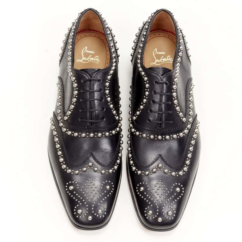 Christian Louboutin Studded Oxford Brogue Black Leather Never worn - Inside View