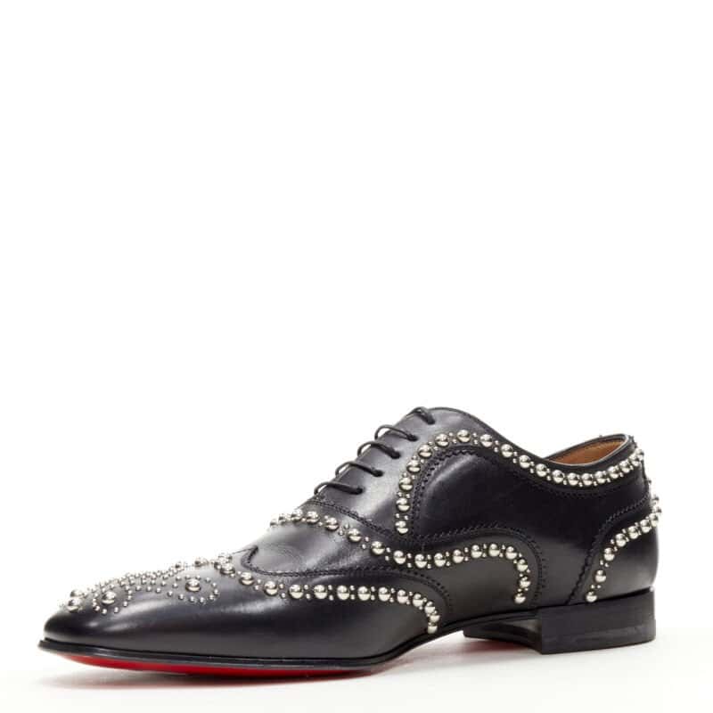 Christian Louboutin Studded Oxford Brogue Black Leather Never worn - Model View