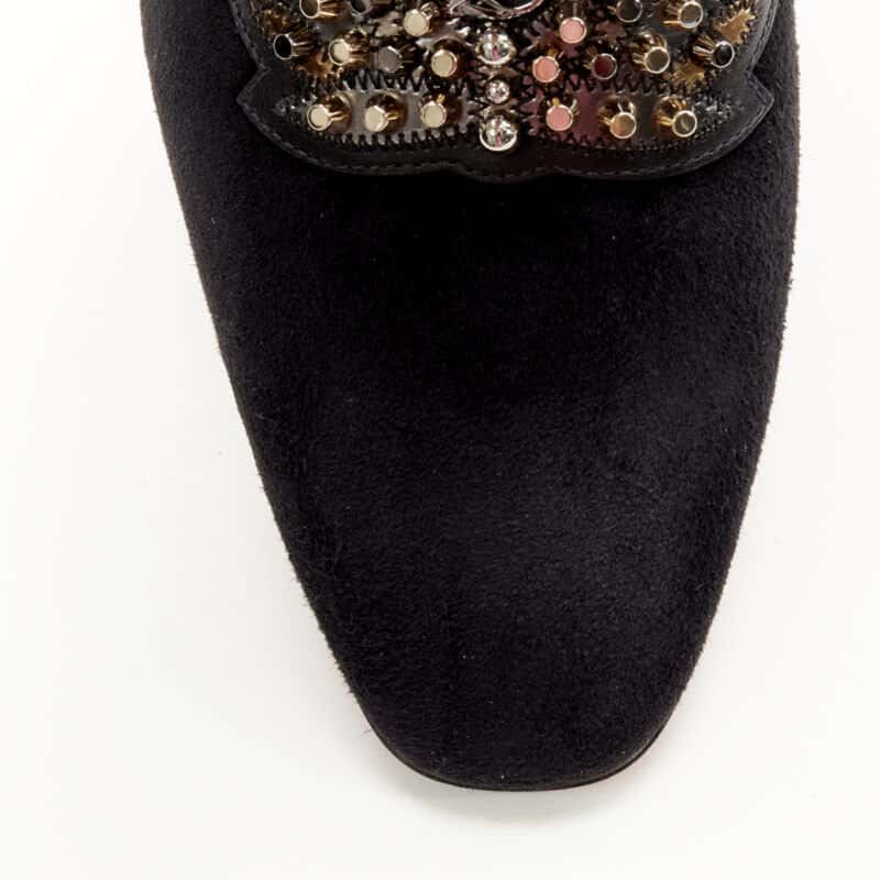 Christian Louboutin Studded Crest Loafers Black Suede Never worn - Box View