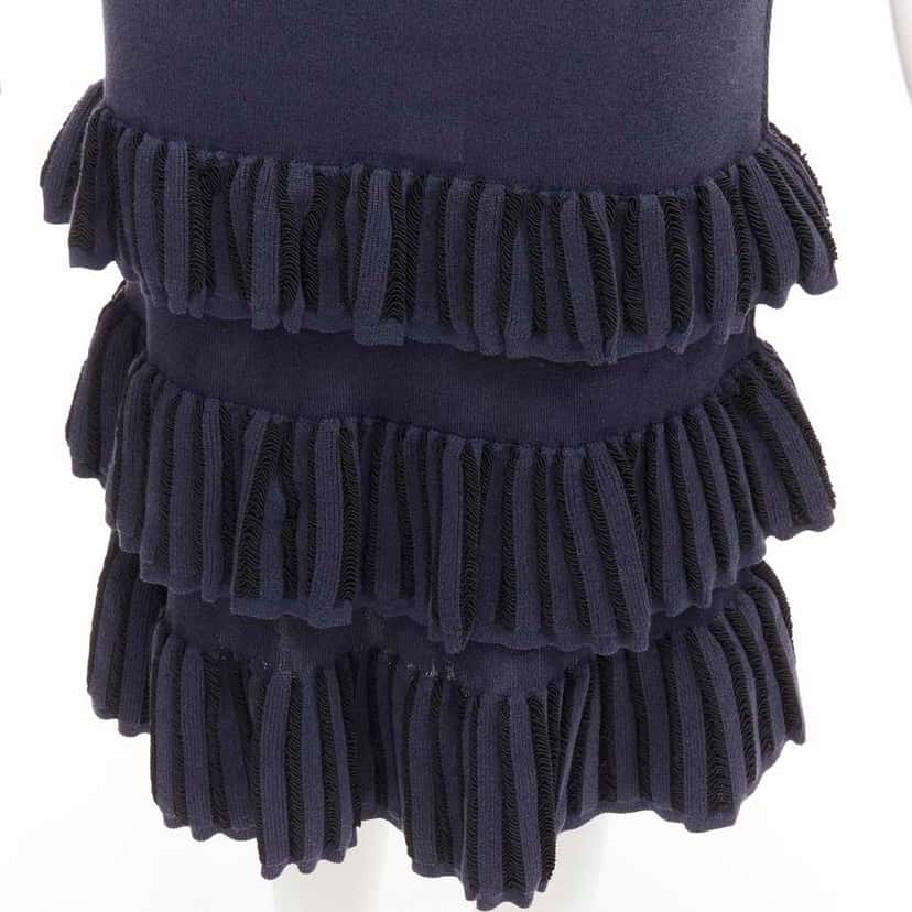 Alaïa Tiered Ruffles Dress Navy Cotton Very good condition - Back View