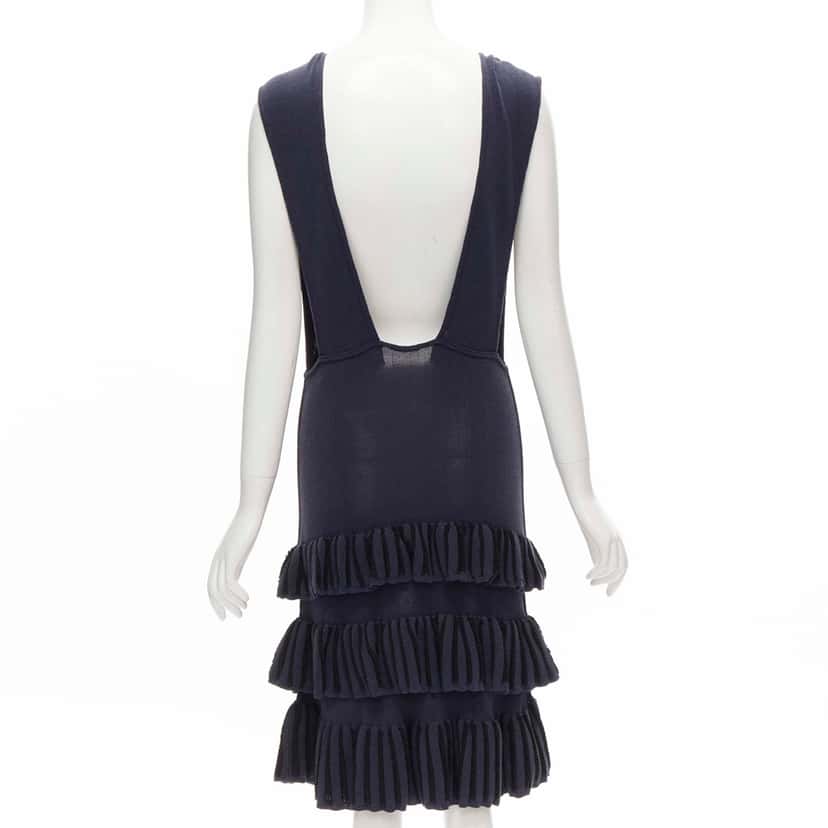 Alaïa Tiered Ruffles Dress Navy Cotton Very good condition - Box View