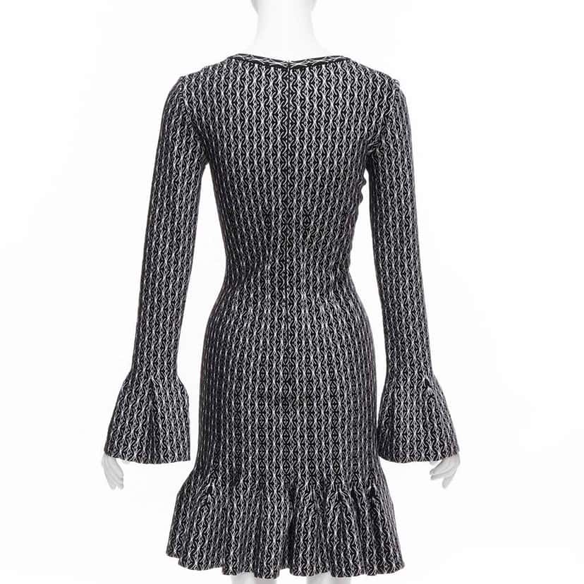 Alaïa Jacquard Flared Dress Black Wool Never worn, with tag - Box View