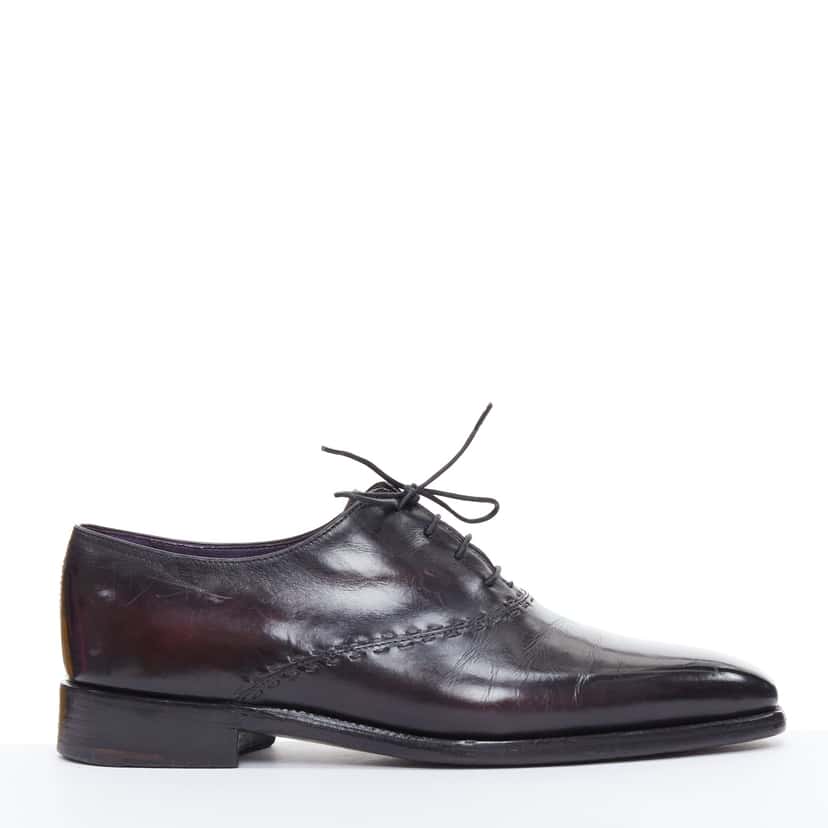 Berluti Overstitched Brogues Purple Leather Fair condition - Front View