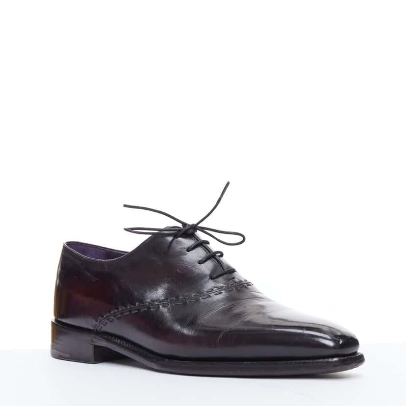 Berluti Overstitched Brogues Purple Leather Fair condition - Back View
