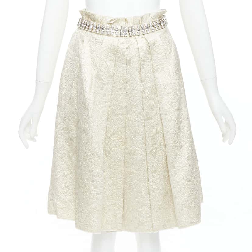 Dolce & Gabbana Rhinestone Skirt Gold Cotton Very good condition - Front View
