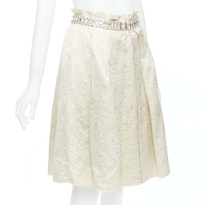 Dolce & Gabbana Rhinestone Skirt Gold Cotton Very good condition - Inside View