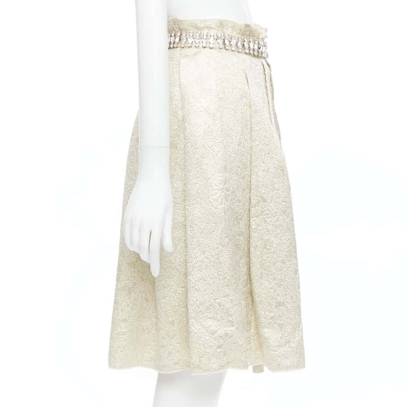 Dolce & Gabbana Rhinestone Skirt Gold Cotton Very good condition - Model View