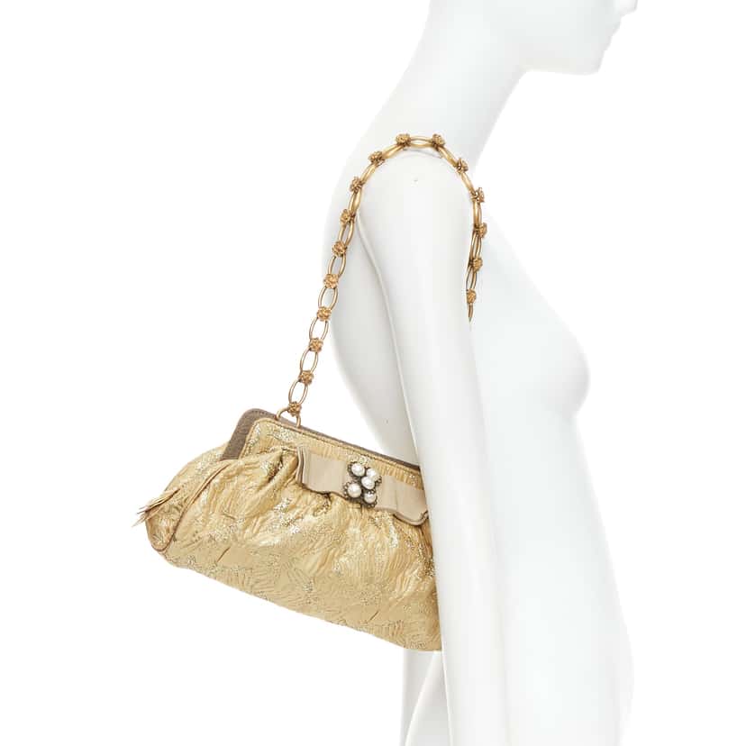 Dolce & Gabbana Floral Jacquard Bag Gold Very good condition - Back View