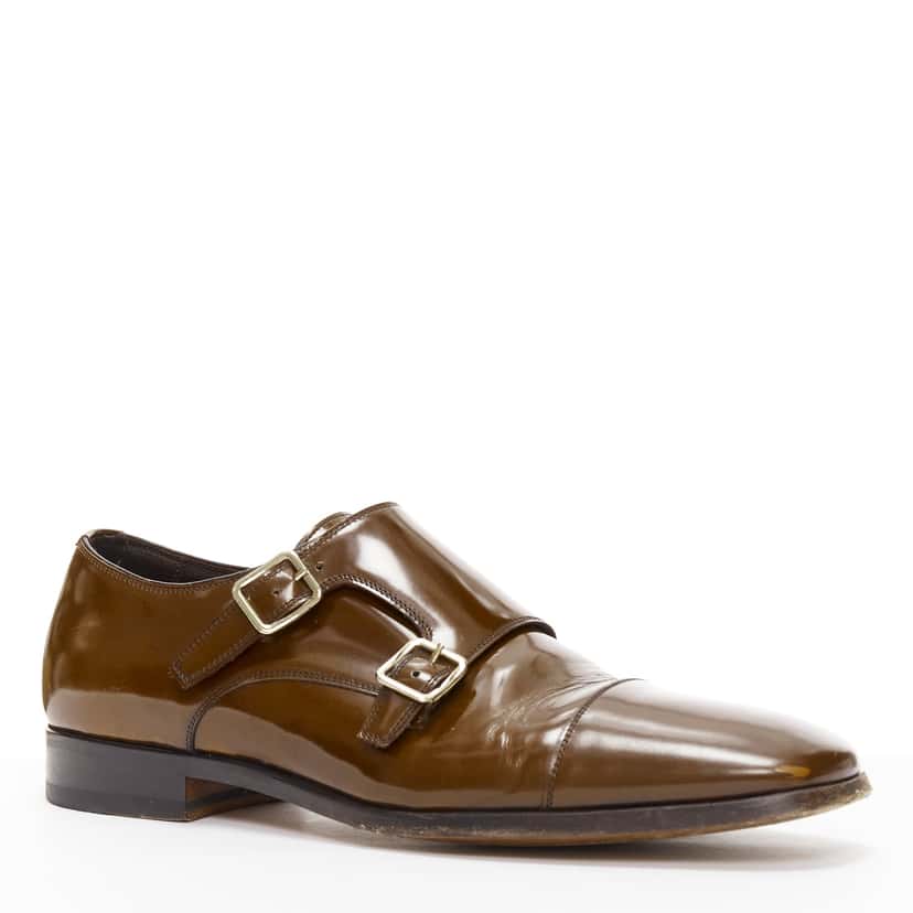 Tom Ford Monk Strap Loafers Brown Leather Fair condition - Back View