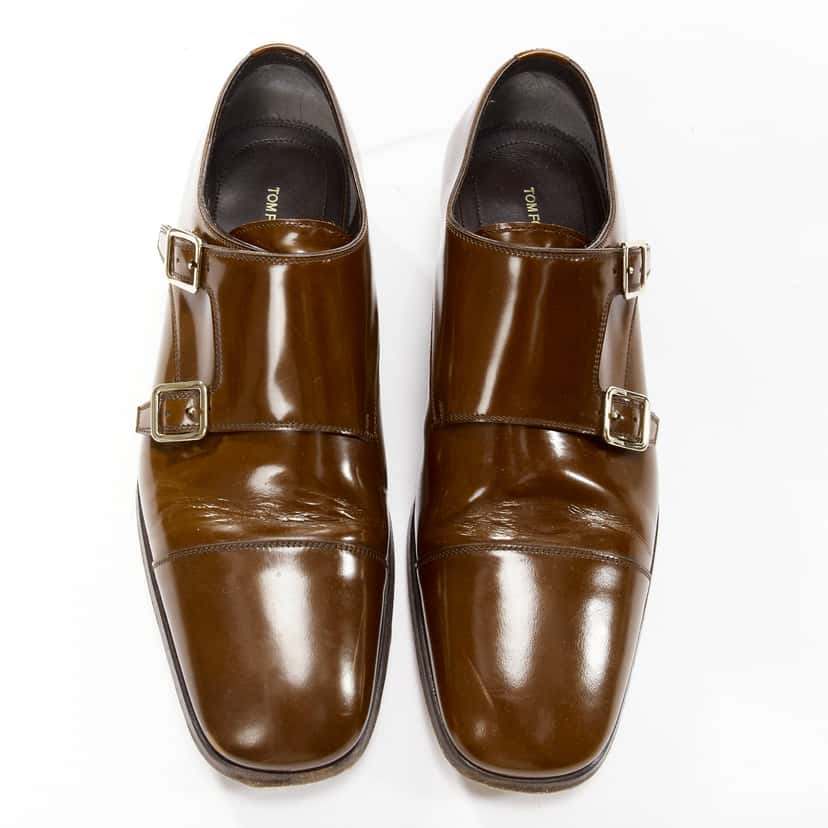 Tom Ford Monk Strap Loafers Brown Leather Fair condition - Inside View