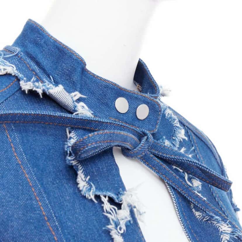 Unsigned Blue Shredded Denim Jacket Blue Very good condition - Back View