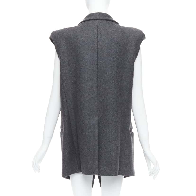 Unsigned Grey Sleeveless Vest Coat Grey Wool Never worn - Box View