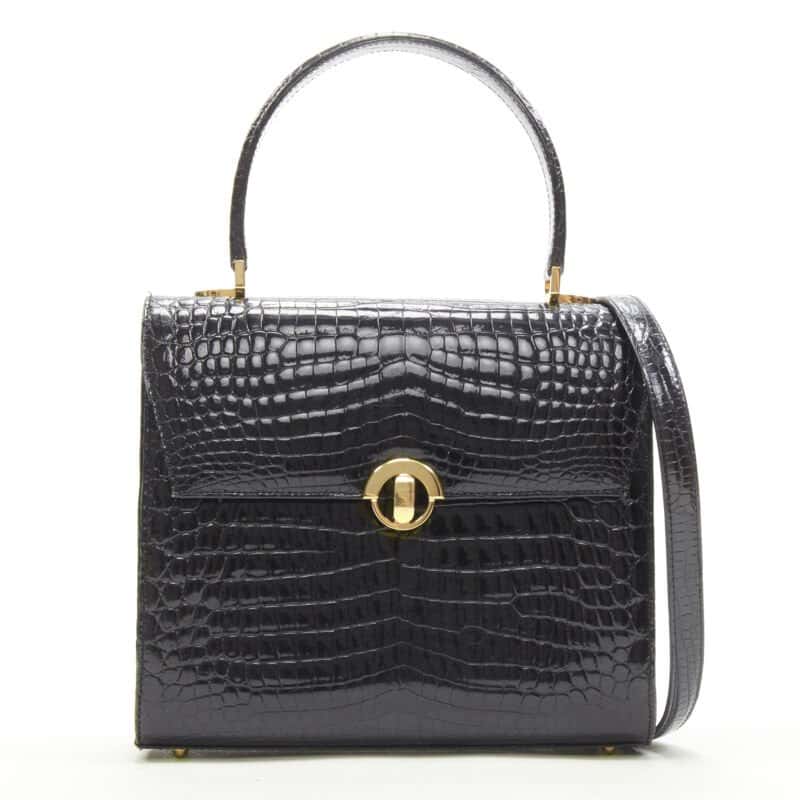 Unsigned Polished Satchel Bag Black Leather Very good condition - Front View