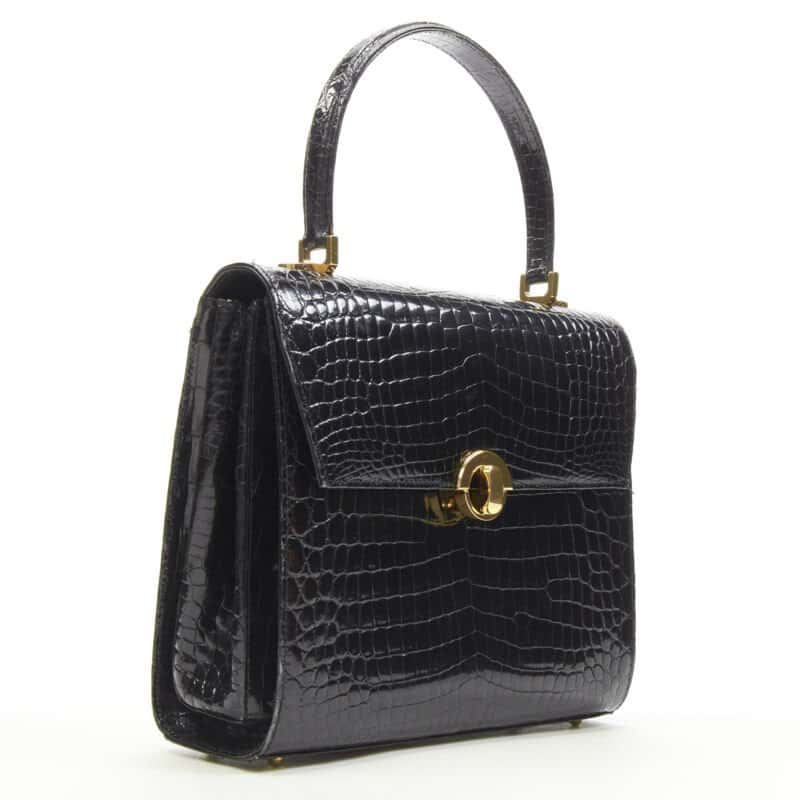Unsigned Polished Satchel Bag Black Leather Very good condition - Inside View