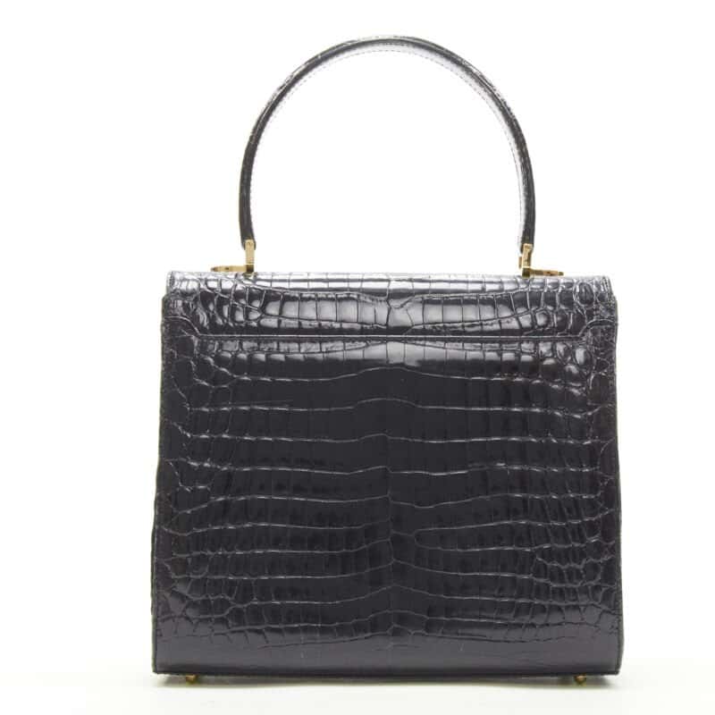 Unsigned Polished Satchel Bag Black Leather Very good condition - Box View