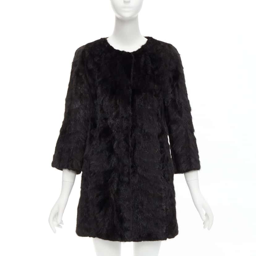 Unsigned Brown Fur Cropped Coat Brown Fur Never worn - Inside View