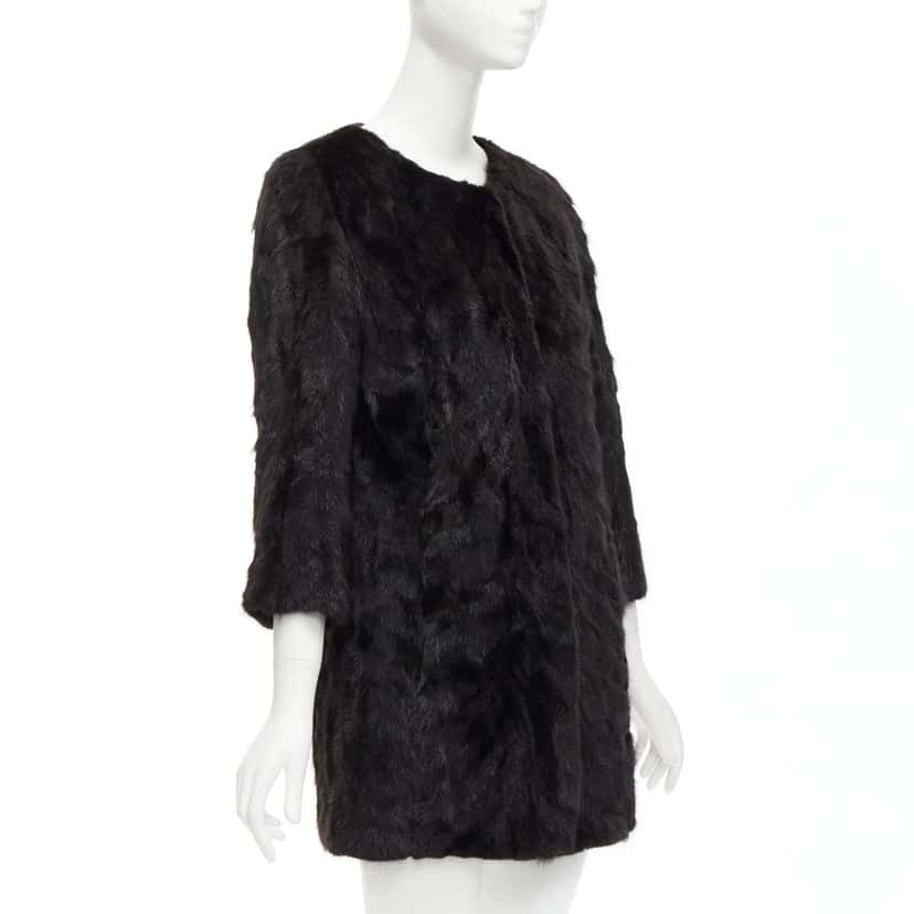Unsigned Brown Fur Cropped Coat Brown Fur Never worn - Model View
