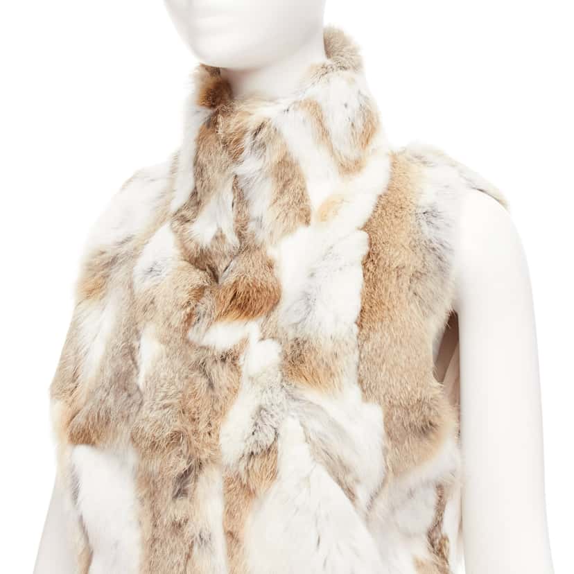 متعددة Brown Patchwork Vest Brown Fur Very good condition - Back View