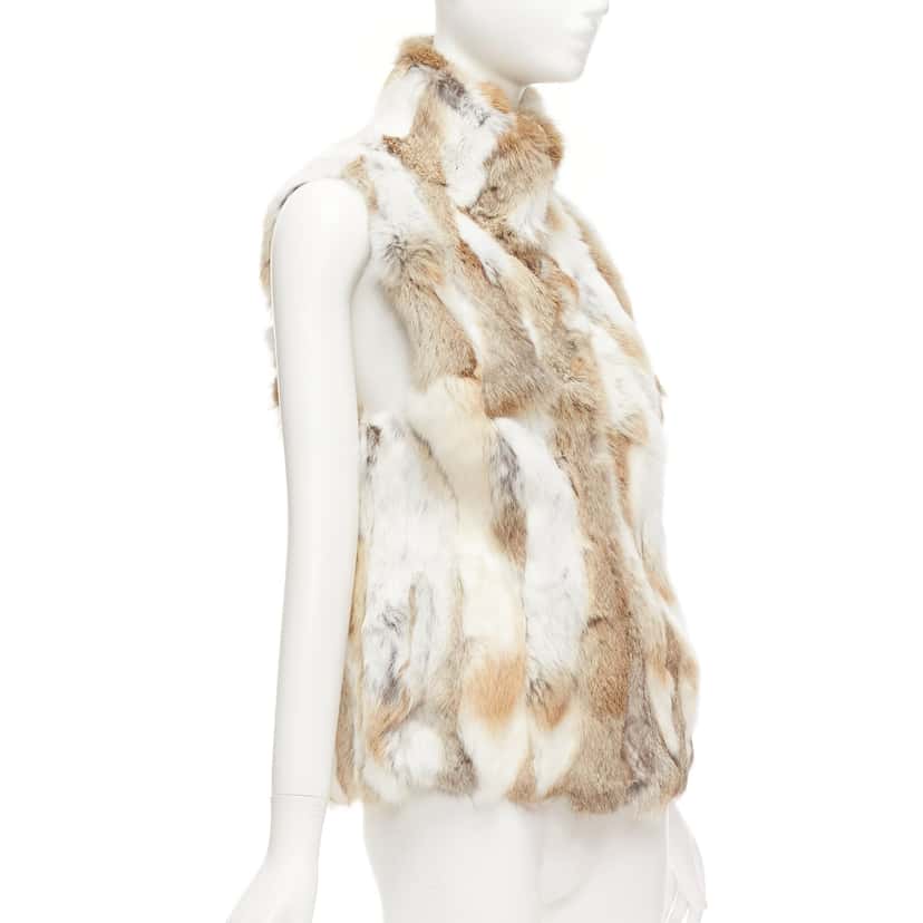 متعددة Brown Patchwork Vest Brown Fur Very good condition - Model View