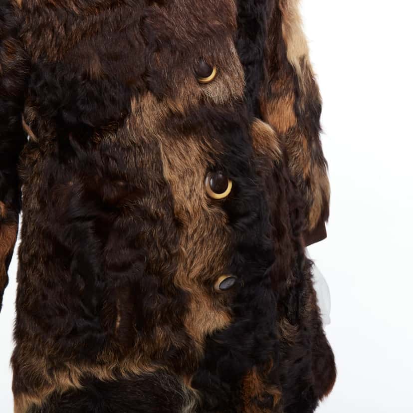 Unsigned Brown Fur Leather Coat Brown Fur Fair condition - Back View