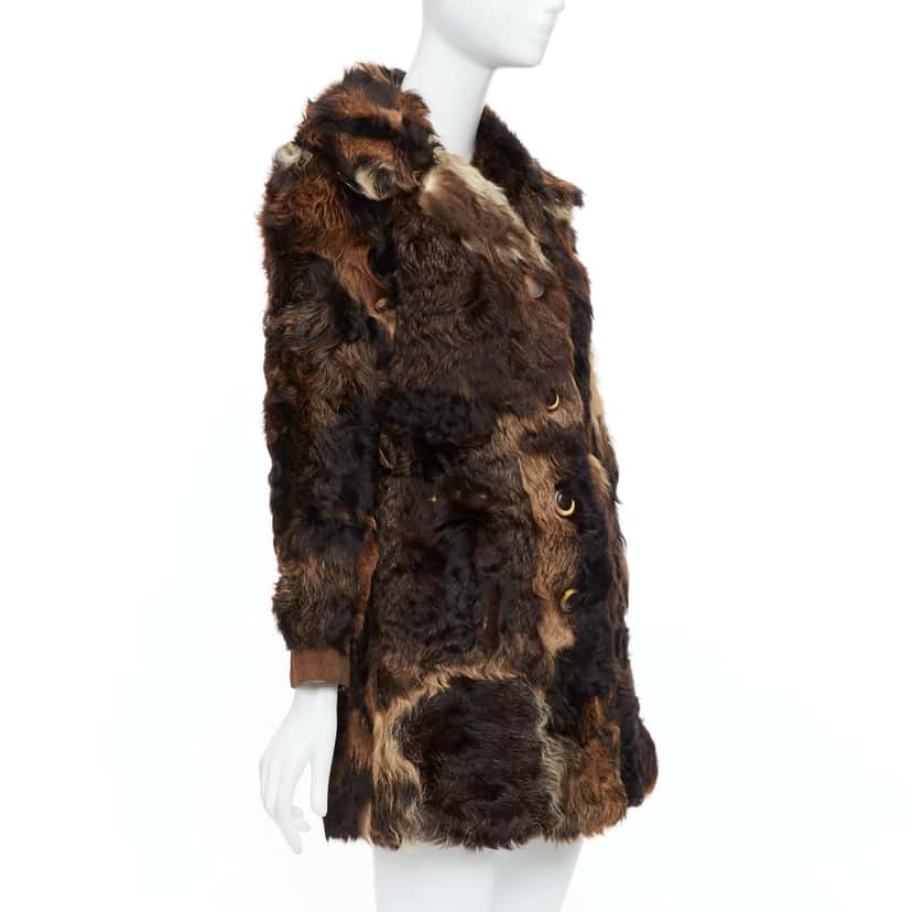 Unsigned Brown Fur Leather Coat Brown Fur Fair condition - Model View