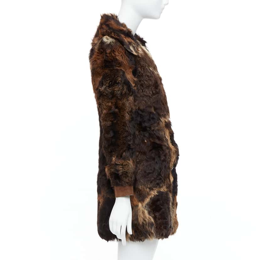 Unsigned Brown Fur Leather Coat Brown Fur Fair condition - Box View