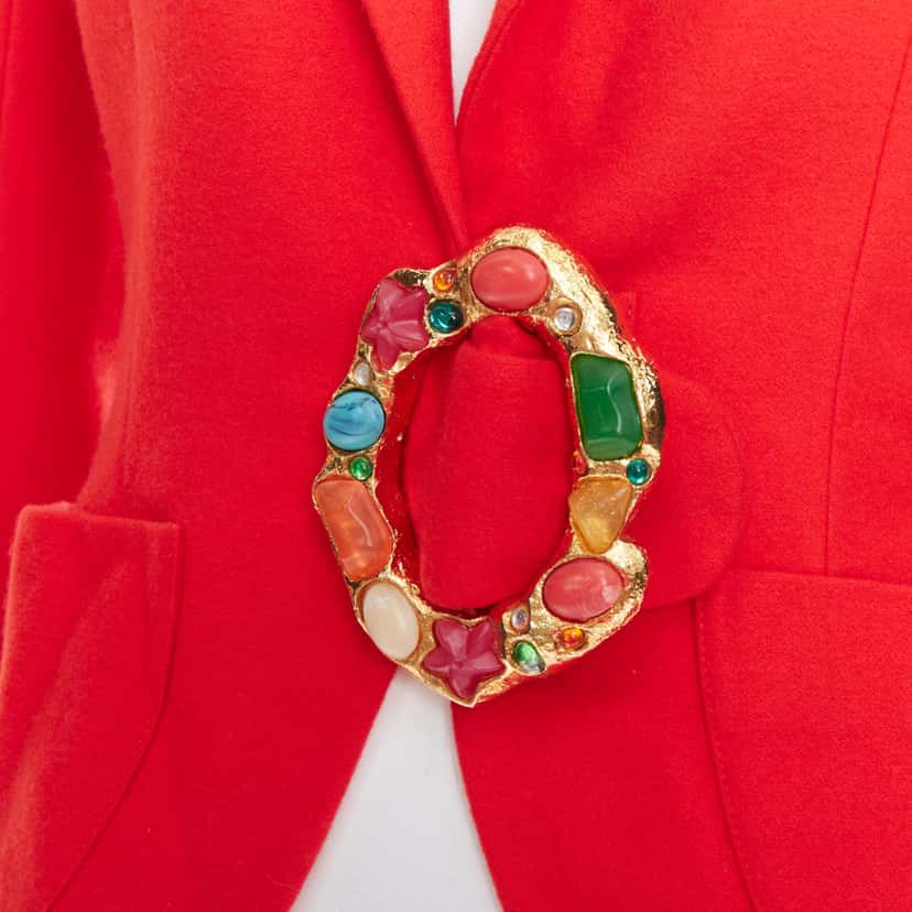 Unsigned Multicolor Buckle Blazer Red Never worn - Back View