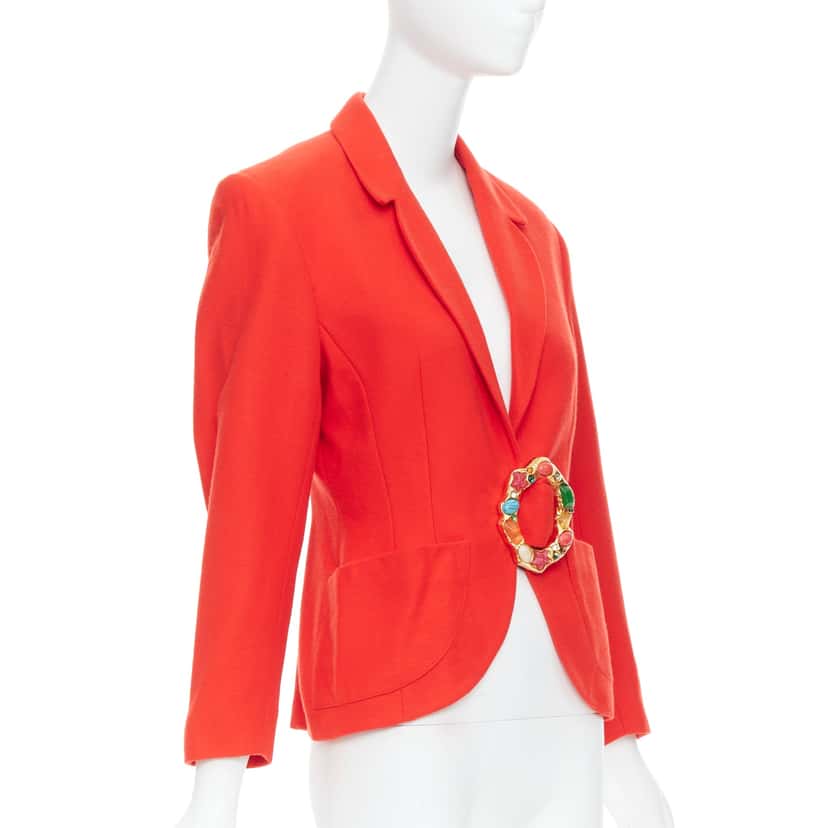 Unsigned Multicolor Buckle Blazer Red Never worn - Model View
