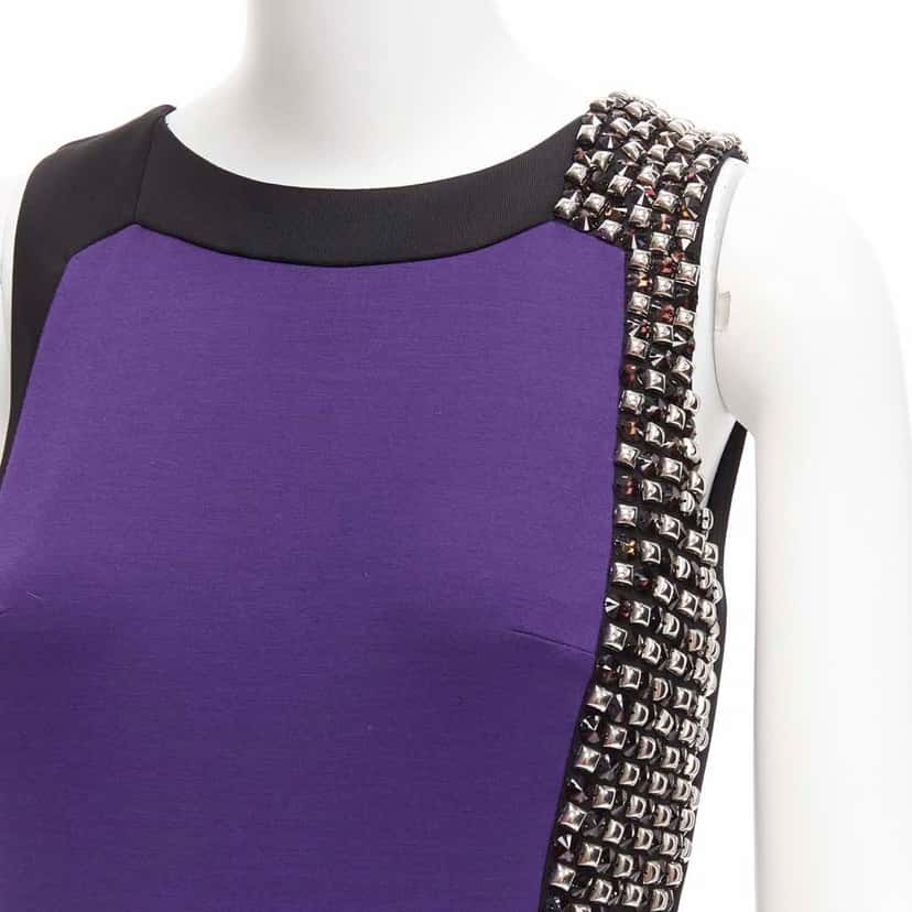 Versace Colorblock Mod Dress Purple Silk Very good condition - Back View