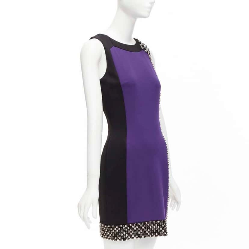 Versace Colorblock Mod Dress Purple Silk Very good condition - Inside View