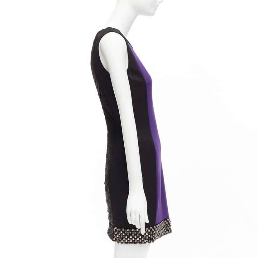 Versace Colorblock Mod Dress Purple Silk Very good condition - Model View