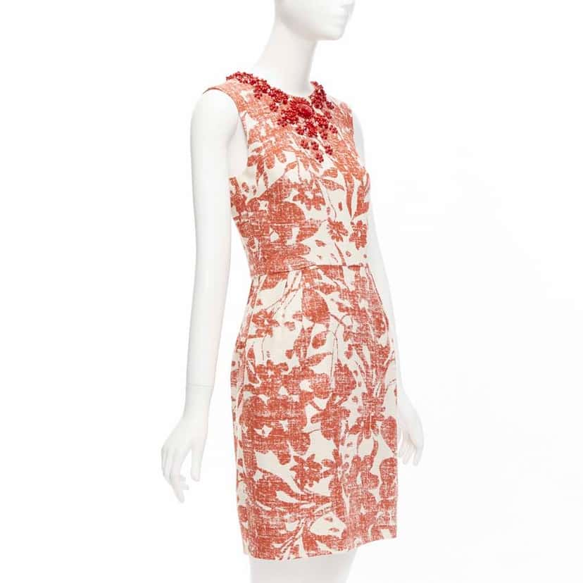 Monique Lhuillier Floral Collar Dress MultiColor Linen Very good condition - Inside View