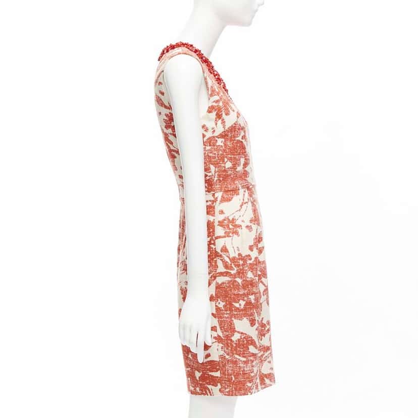 Monique Lhuillier Floral Collar Dress MultiColor Linen Very good condition - Model View