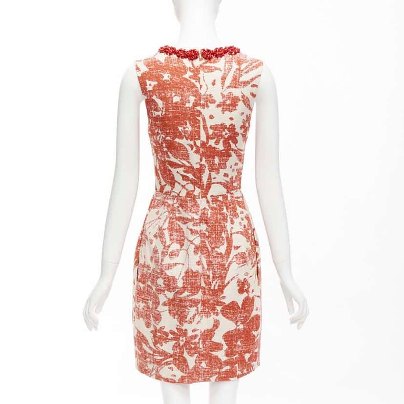 Monique Lhuillier Floral Collar Dress MultiColor Linen Very good condition - Box View