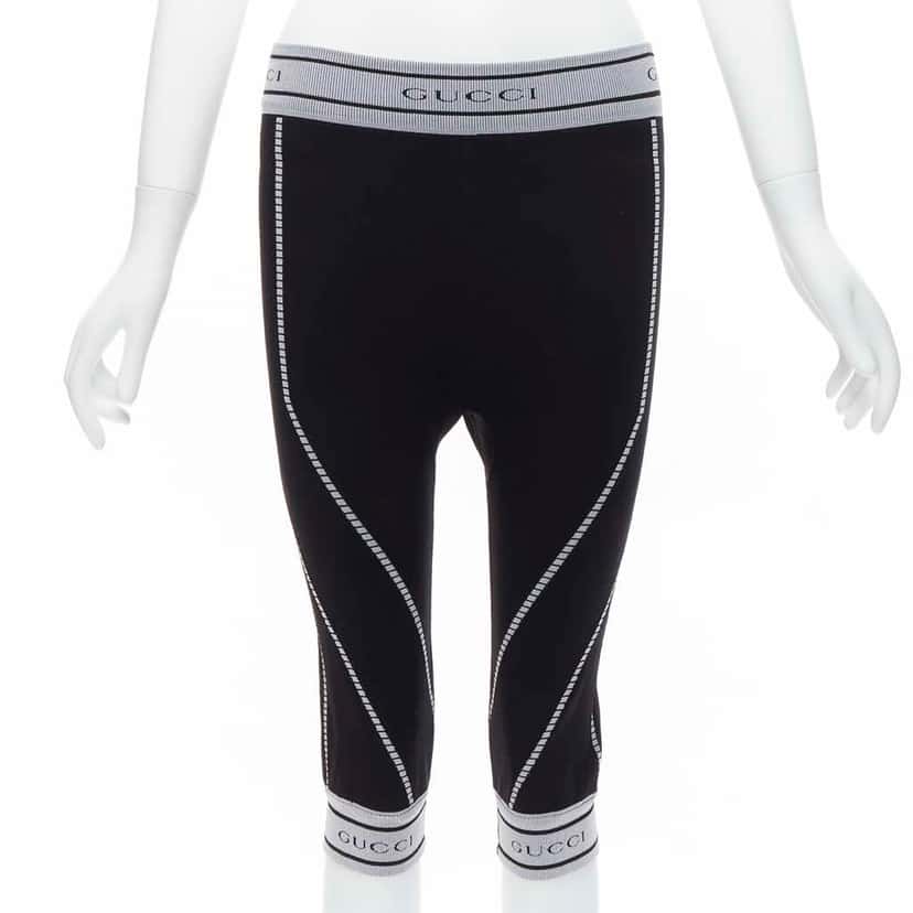 Gucci Ribbed Biker Leggings Black Very good condition - Front View