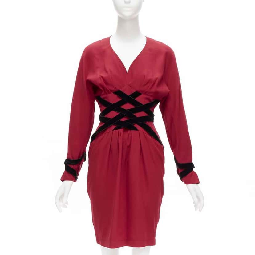 Thierry Mugler Crisscross Corset Dress Red Very good condition - Front View