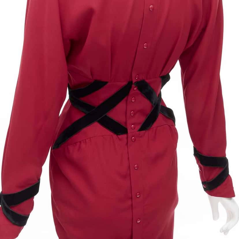 Thierry Mugler Crisscross Corset Dress Red Very good condition - Back View